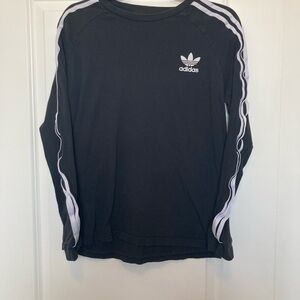 Adidas Kids Black and White Long Sleeve Tee